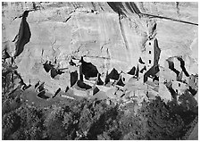 Square Tower house, tallest Anasazi ruin, afternoon. Mesa Verde National Park ( black and white)