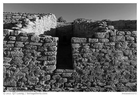 Far View House, early morning. Mesa Verde National Park (black and white)