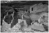Walls in alcove, Mug House. Mesa Verde National Park ( black and white)