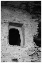 Window with original clay frame, Mug House. Mesa Verde National Park ( black and white)