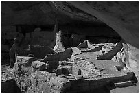 Long House, large Ancestral Puebloan structure. Mesa Verde National Park ( black and white)