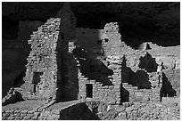 Original walls from Anasazi cliff dwelling. Mesa Verde National Park ( black and white)