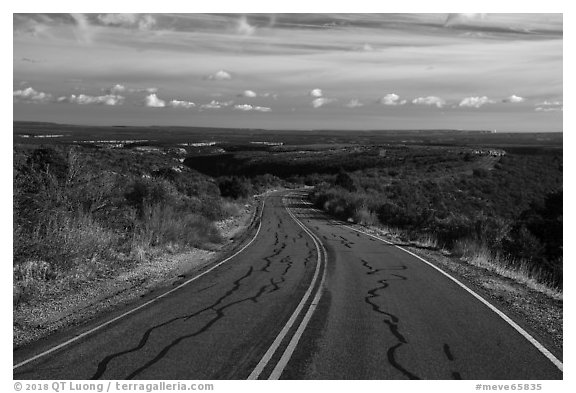 Wetherill Mesa Road. Mesa Verde National Park (black and white)