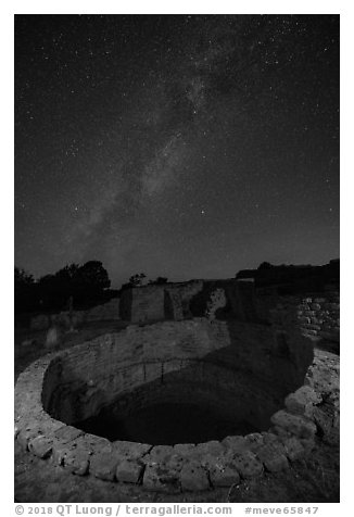 Kiva and Milky Way. Mesa Verde National Park (black and white)