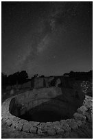 Kiva and Milky Way. Mesa Verde National Park ( black and white)