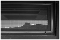 Park Point Visitor Center window reflexion. Mesa Verde National Park ( black and white)