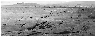 Ridges of Painted Desert. Petrified Forest National Park (Panoramic black and white)