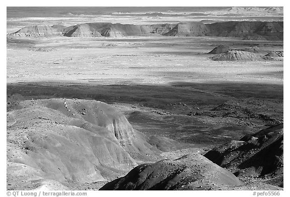 Painted desert seen from Chinde Point, morning. Petrified Forest National Park (black and white)