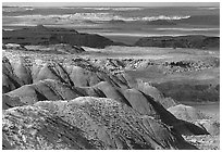 Painted desert seen from Lacey Point, morning. Petrified Forest National Park ( black and white)