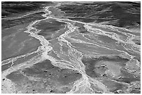 Dendritic drainage patterns, Blue Mesa, mid-day. Petrified Forest National Park ( black and white)