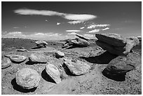 Concretion rocks, Painted Desert. Petrified Forest National Park ( black and white)