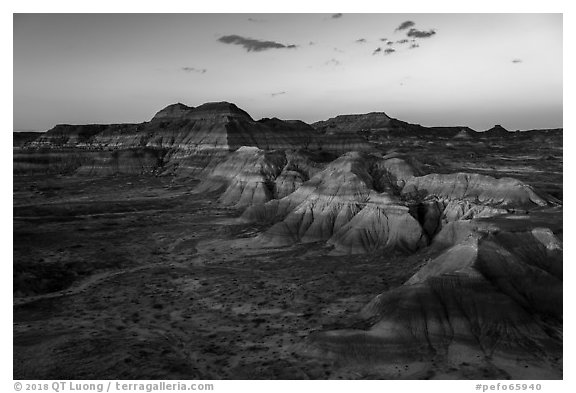 Puerco Ridge, sunset. Petrified Forest National Park (black and white)