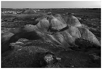 Badlands from Puerco Ridge, dusk. Petrified Forest National Park ( black and white)