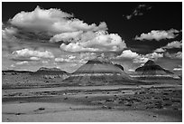 The Tepees and clouds. Petrified Forest National Park ( black and white)