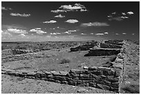 Ruined walls, Puerco Pueblo. Petrified Forest National Park ( black and white)