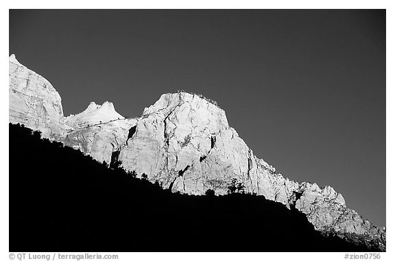 Peaks and shadows. Zion National Park (black and white)