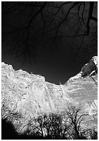 Temple of Sinawava. Zion National Park, Utah, USA. (black and white)