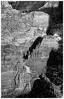 Rock walls near Hidden Canyon seen from Angel's landing, late afternoon. Zion National Park ( black and white)