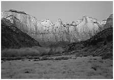 West temple view, sunrise. Zion National Park ( black and white)
