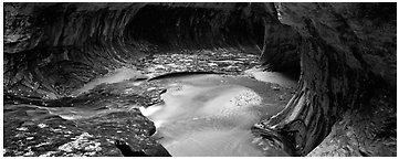 The Subway in autumn. Zion National Park (Panoramic black and white)