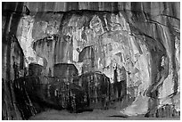 Striated rock wall, Double Arch Alcove, Middle Fork of Taylor Creek. Zion National Park ( black and white)