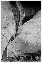 Rock sandstone wall, Double Arch Alcove, Middle Fork of Taylor Creek. Zion National Park, Utah, USA. (black and white)