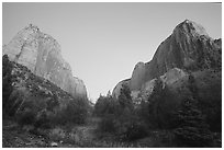 Middle Fork of Taylor Creek, one of  Finger canyons, sunset. Zion National Park ( black and white)