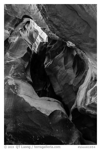 Alcove, Pine Creek Canyon. Zion National Park (black and white)