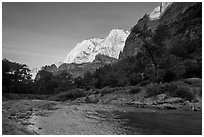 Virgin River and Lady Mountain. Zion National Park ( black and white)