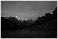 Towers of the Virgin at night. Zion National Park ( black and white)