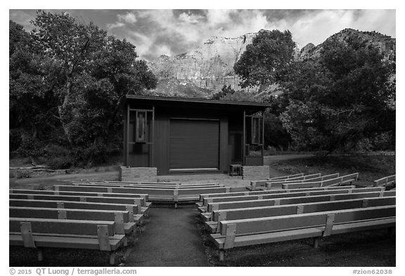 Amphitheater, Watchman Campground. Zion National Park (black and white)