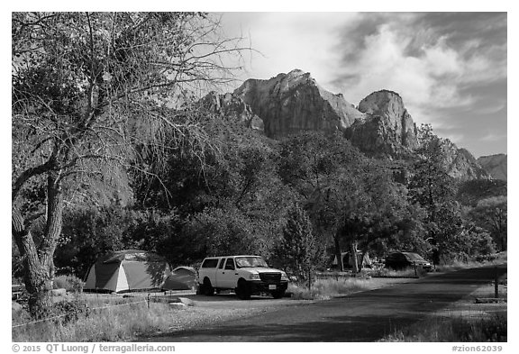 Watchman Campground. Zion National Park (black and white)