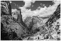 Steep sandstone cliffs above Echo Canyon. Zion National Park ( black and white)