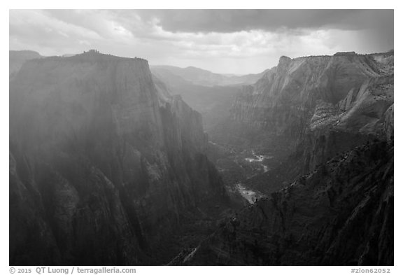 Storm over Zion Canyon. Zion National Park (black and white)