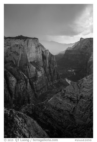Dark storm clouds over Zion Canyon. Zion National Park (black and white)