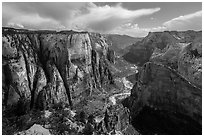 Zion Canyon from Observation Point. Zion National Park ( black and white)