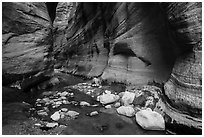 White boulders, Orderville Canyon. Zion National Park ( black and white)