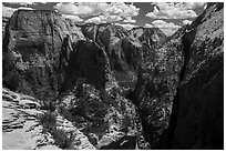 Great White Throne, Angels Landing, and Walters Wiggles. Zion National Park ( black and white)