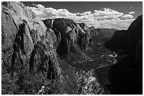 Zion Canyon from Angels Landing, afternoon. Zion National Park ( black and white)