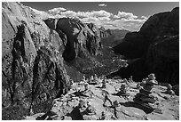 Cairns on Angels Landing. Zion National Park ( black and white)