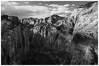 North end of Zion Canyon from Angels Landing. Zion National Park ( black and white)