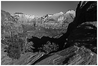 Canyon Overlook, early morning. Zion National Park ( black and white)