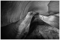 Swirling canyon walls, Keyhole Canyon. Zion National Park ( black and white)