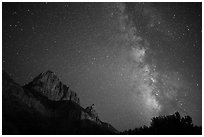 Milky Way and Watchman. Zion National Park ( black and white)
