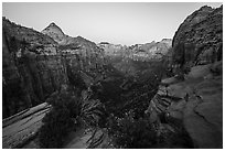 Canyon Overlook, dawn. Zion National Park ( black and white)