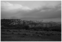 View from Kolob Terraces towards canyons at sunset. Zion National Park ( black and white)