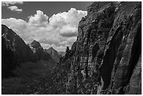 Zion Canyon from Angels Landing trail. Zion National Park ( black and white)