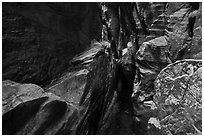 Room with pothole,  Behunin Canyon. Zion National Park ( black and white)