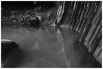 Pool and walls with striations, Pine Creek Canyon. Zion National Park ( black and white)