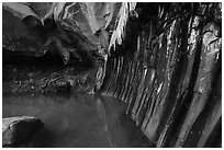 Chamber with striated walls, Pine Creek Canyon. Zion National Park ( black and white)